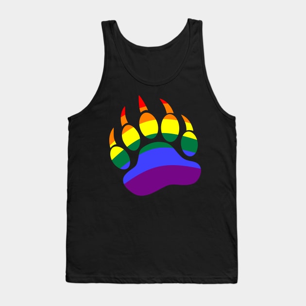 Mens Rainbow Daddy Bear Paw Print LGBT Tank Top by brodyquixote